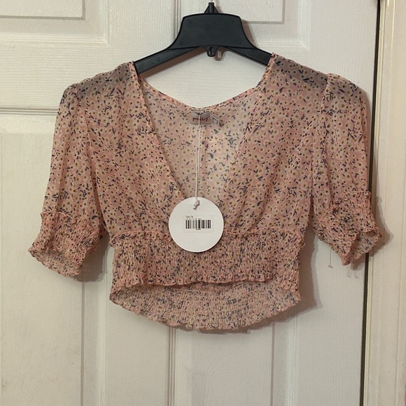 NWT Princess Polly Crop Top Blouse Pink Floral Print Where Love Blossoms Size 8 - Picture 6 of 6